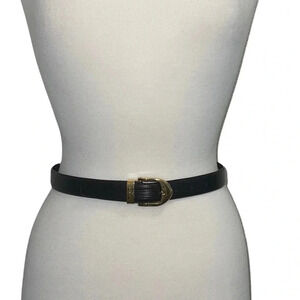 Authentic LOUIS VUITTON Classic Black Leather Belt Size Small